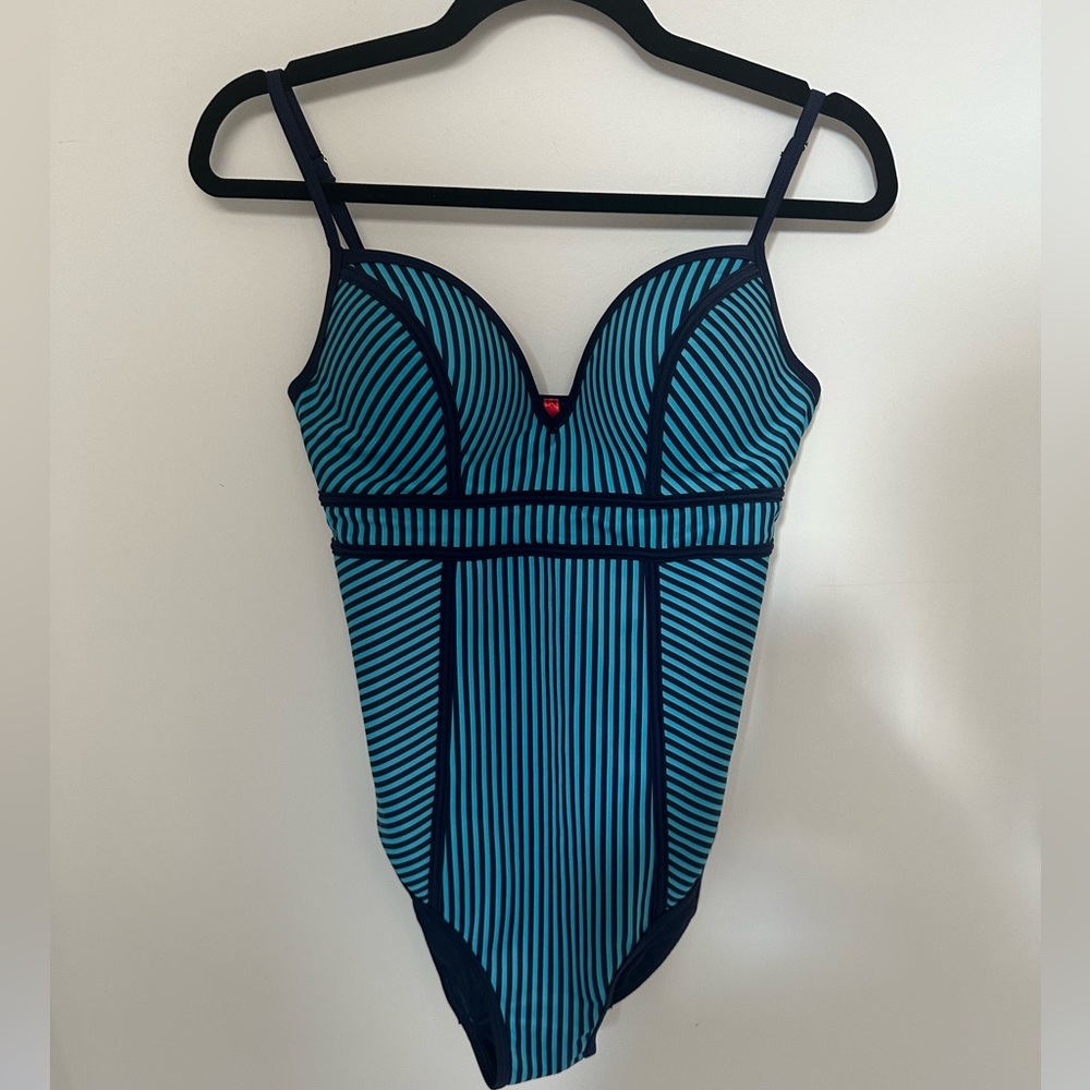 Spanx blue striped one piece